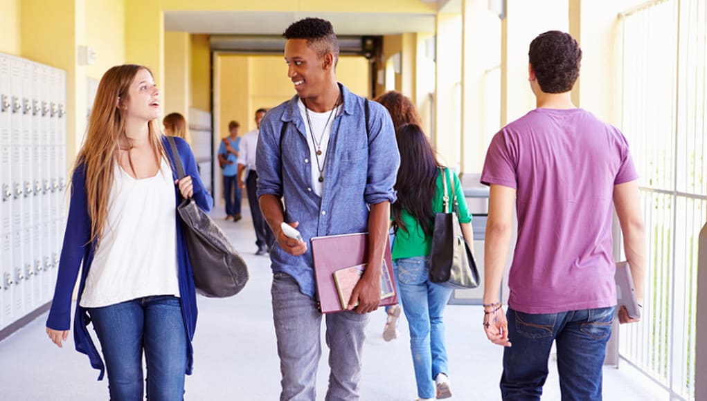 students in hallway